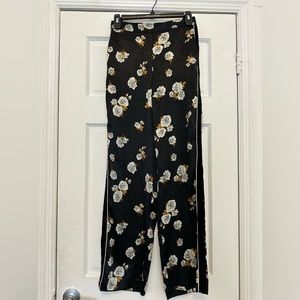 Zara floral printed silk pants with elastic waistband
